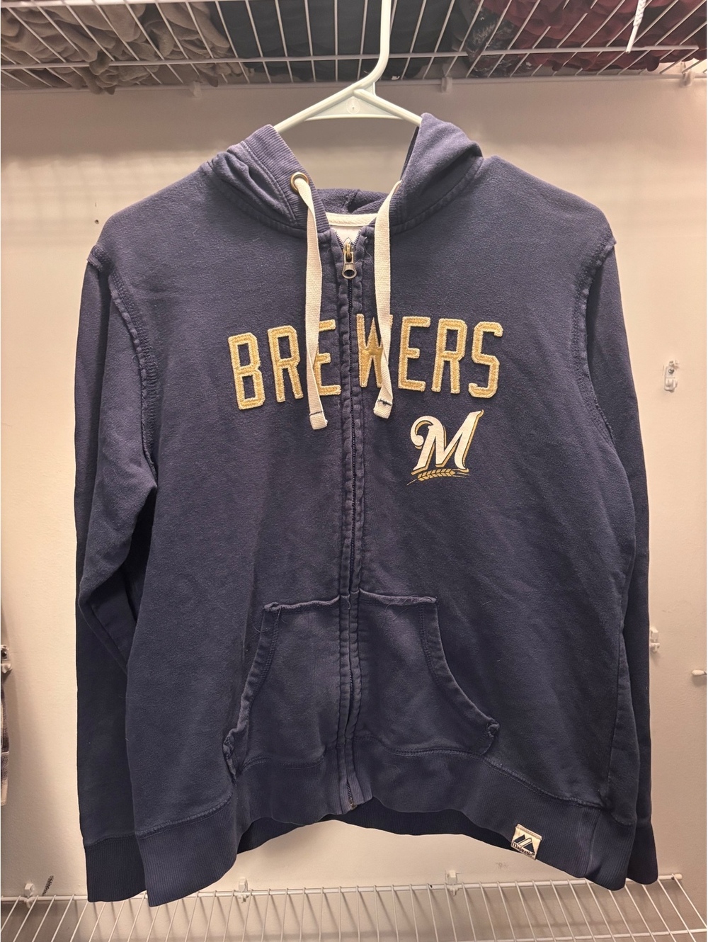 Majestic Milwaukee Brewers Navy Blue Full Zip Hoodie